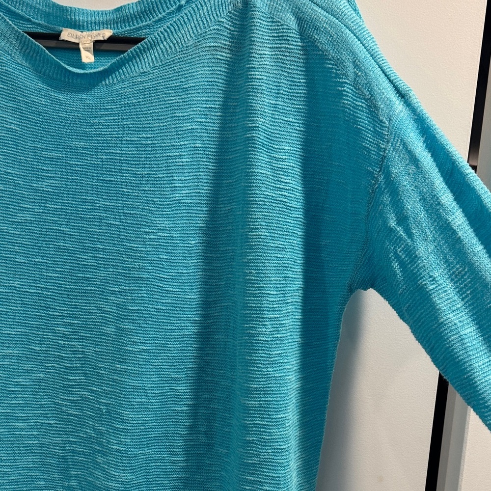 Eileen Fisher shirt/sweater. Beautiful turquoise. Womens XL. Good used cond. - Picture 5 of 8